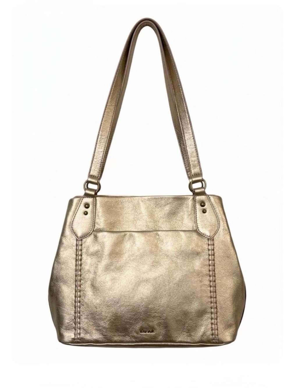 The Sak Melrose Leather Satchel in Metallic Gold NWOT